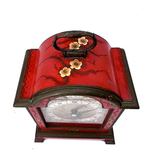 Vintage Elliott Of London Mantle Clock - Red Hand Painted Asian - Picture 5 of 8